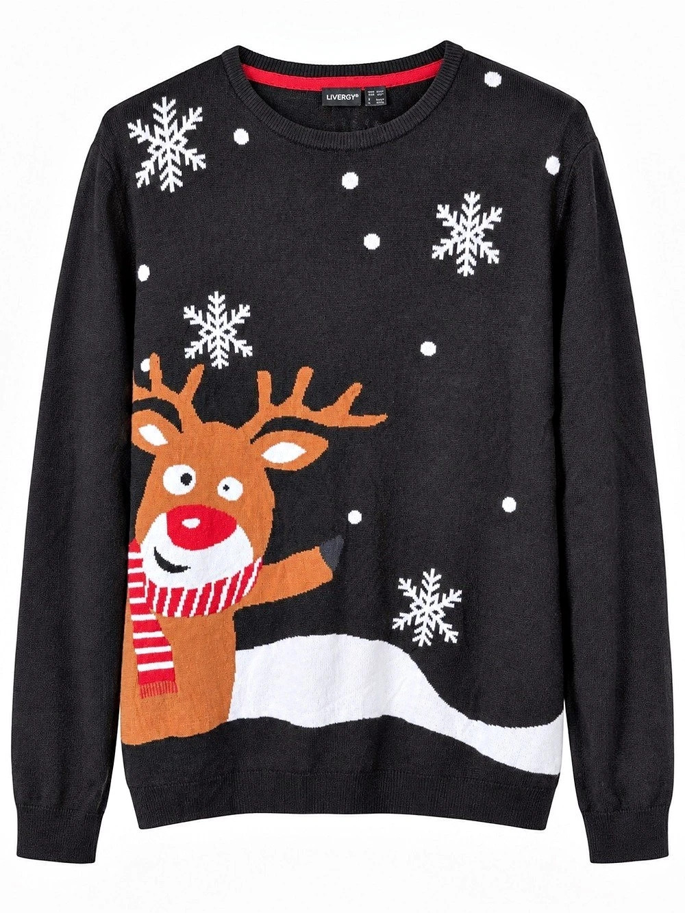 Livergy Women’s Christmas Reindeer Snowflake Sweater Black Size L 42/44